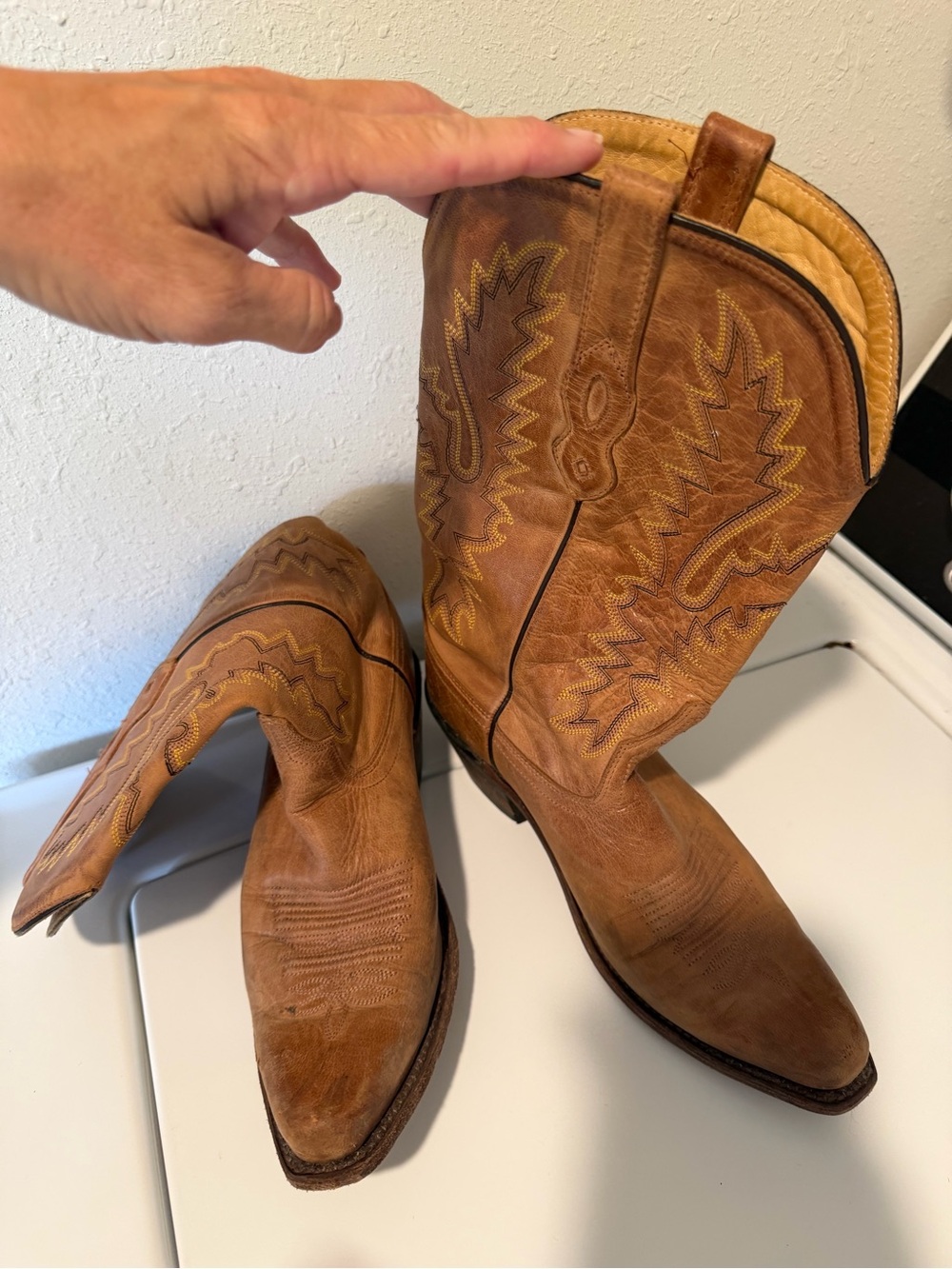 Women’s Old West  Tan Western Cowboy Boots - Leather Pull-On